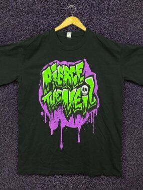 Pierce the Veil Candy Skull Graffiti Spell-Out T-Shirt XL